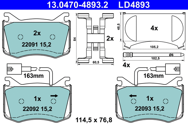 Brake Pad Set, disc brake (13.0470-4893.2)