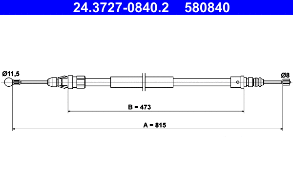 Cable Pull, parking brake (24.3727-0840.2)