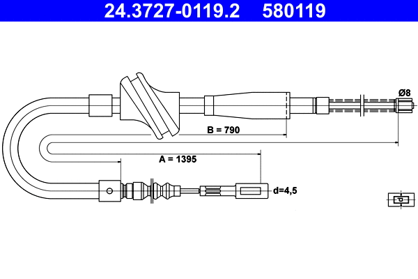 Cable Pull, parking brake (24.3727-0119.2)