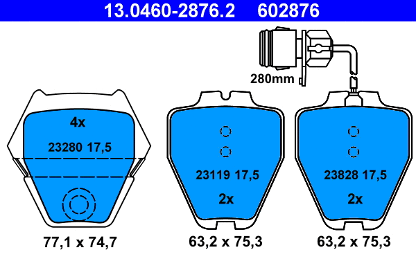 Brake Pad Set, disc brake (13.0460-2876.2)