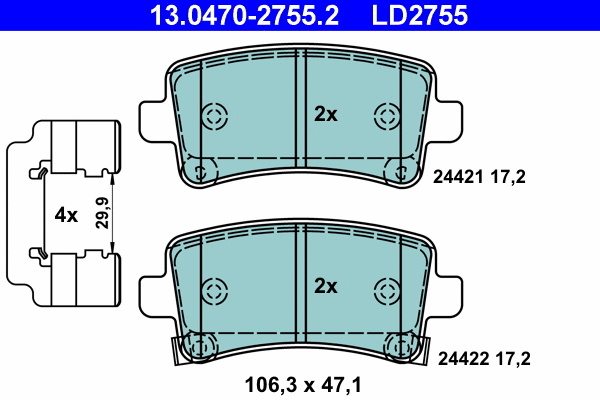 Brake Pad Set, disc brake (13.0470-2755.2)