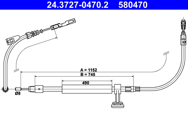 Cable Pull, parking brake (24.3727-0470.2)