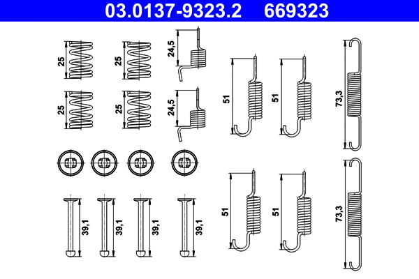 Accessory Kit, parking brake shoes (03.0137-9323.2)