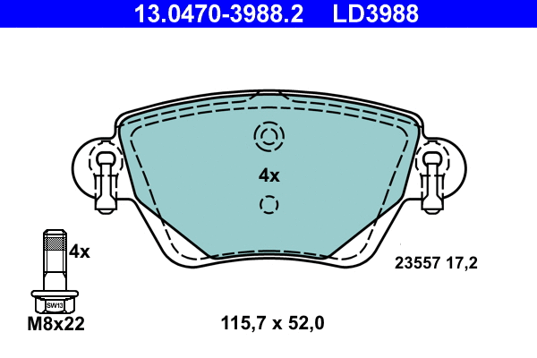 Brake Pad Set, disc brake (13.0470-3988.2)