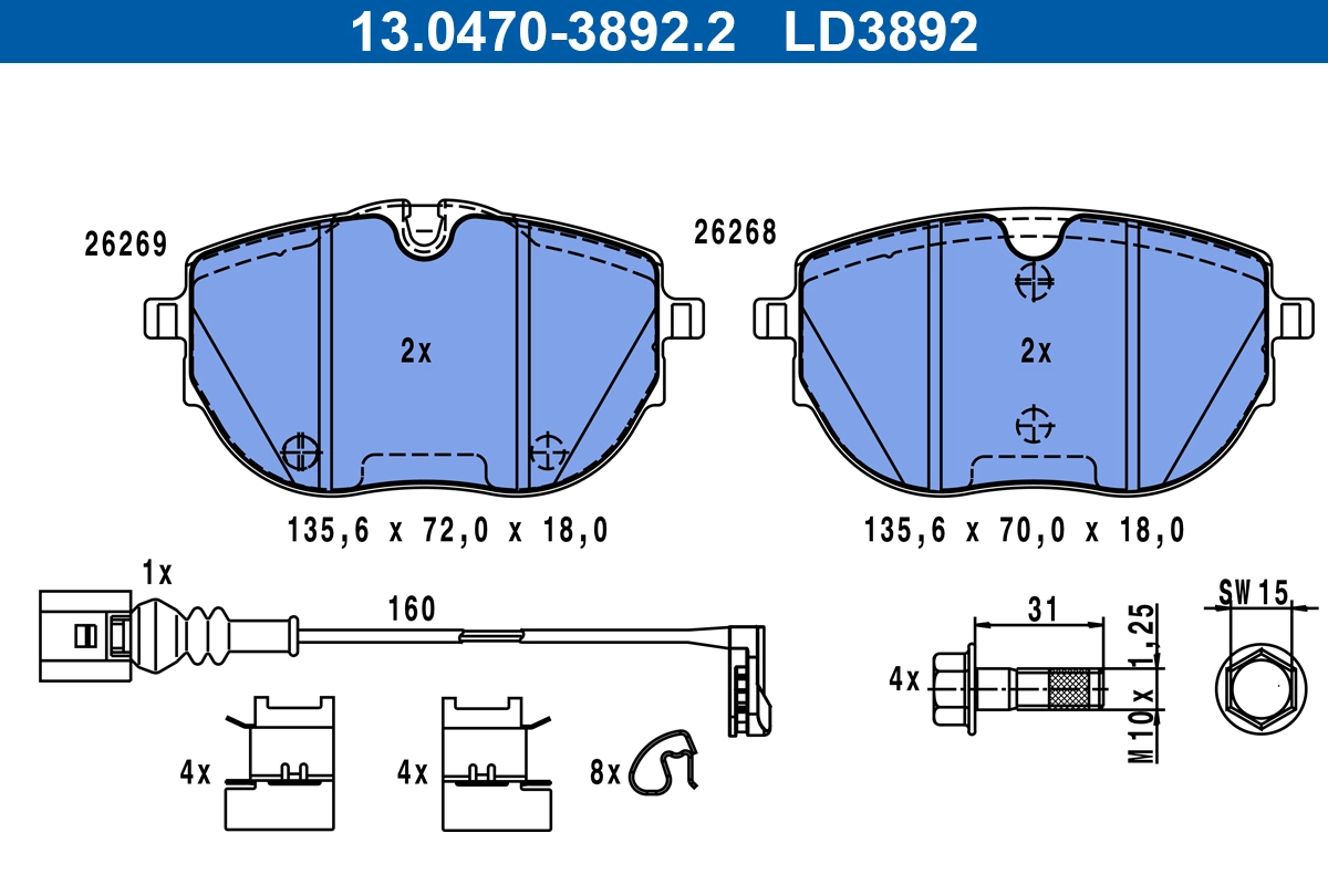 Brake Pad Set, disc brake (13.0470-3892.2)
