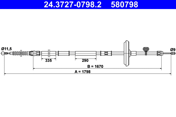 Cable Pull, parking brake (24.3727-0798.2)