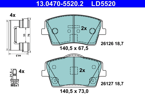 Brake Pad Set, disc brake (13.0470-5520.2)