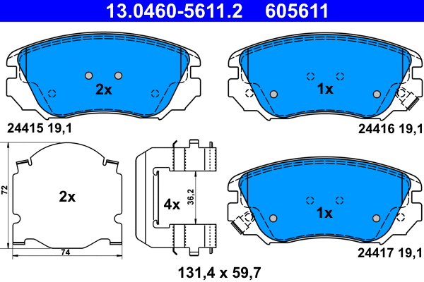 Brake Pad Set, disc brake (13.0460-5611.2)