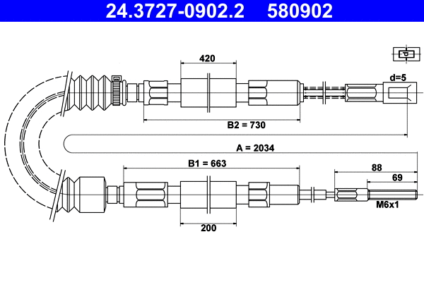 Cable Pull, parking brake (24.3727-0902.2)