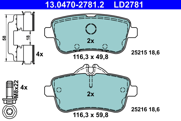 Brake Pad Set, disc brake (13.0470-2781.2)