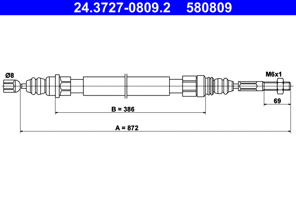 Cable Pull, parking brake (24.3727-0809.2)