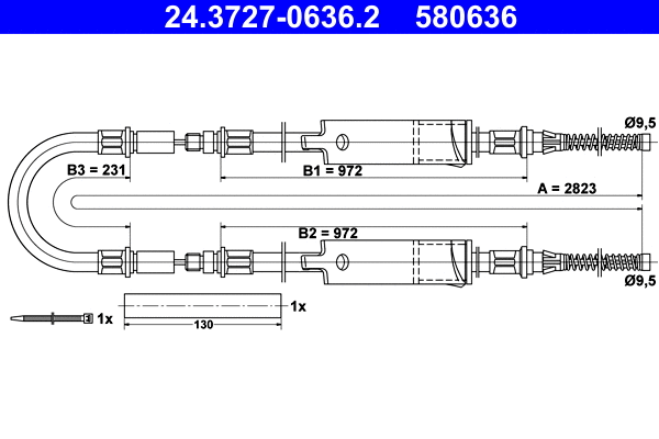 Cable Pull, parking brake (24.3727-0636.2)