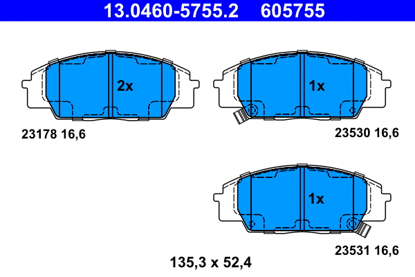 Brake Pad Set, disc brake (13.0460-5755.2)