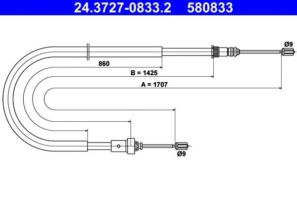 Cable Pull, parking brake (24.3727-0833.2)