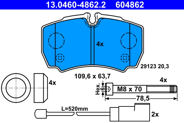 Brake Pad Set, disc brake (13.0460-4862.2)