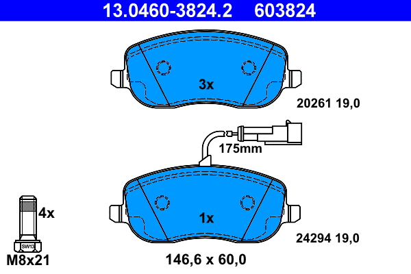 Brake Pad Set, disc brake (13.0460-3824.2)