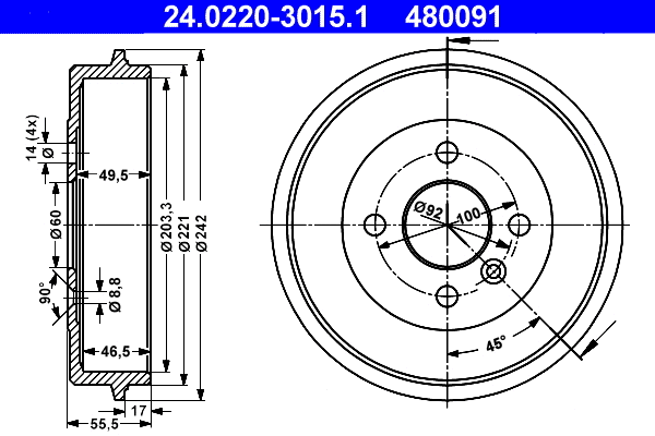 Brake Drum (24.0220-3015.1)