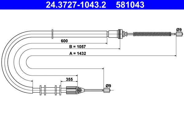 Cable Pull, parking brake (24.3727-1043.2)