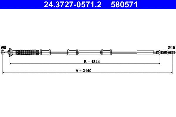 Cable Pull, parking brake (24.3727-0571.2)