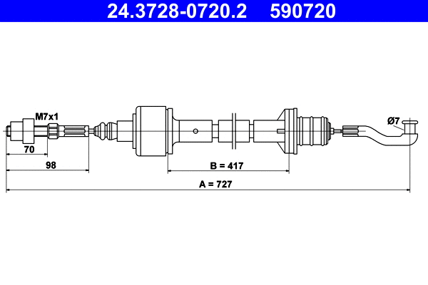 Cable Pull, clutch control (24.3728-0720.2)