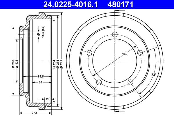 Brake Drum (24.0225-4016.1)