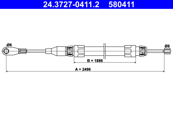Cable Pull, parking brake (24.3727-0411.2)