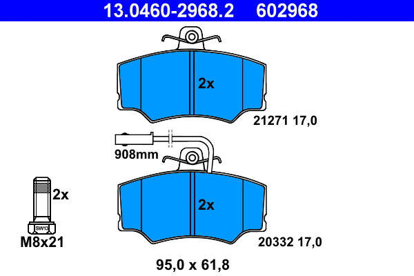 Brake Pad Set, disc brake (13.0460-2968.2)