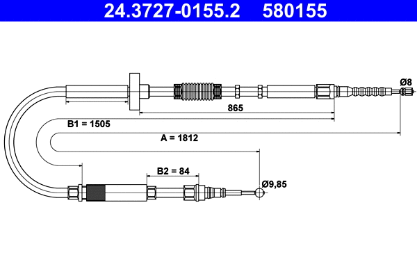 Cable Pull, parking brake (24.3727-0155.2)