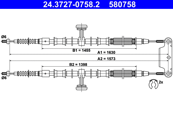 Cable Pull, parking brake (24.3727-0758.2)