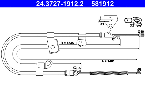 Cable Pull, parking brake (24.3727-1912.2)
