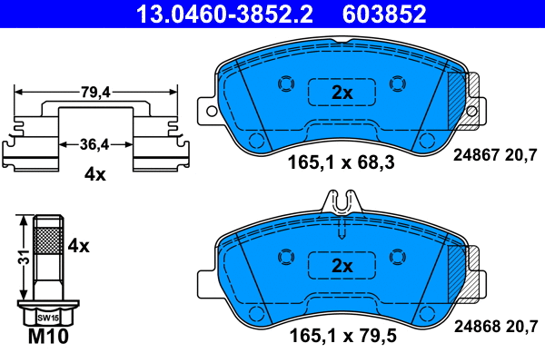 Brake Pad Set, disc brake (13.0460-3852.2)