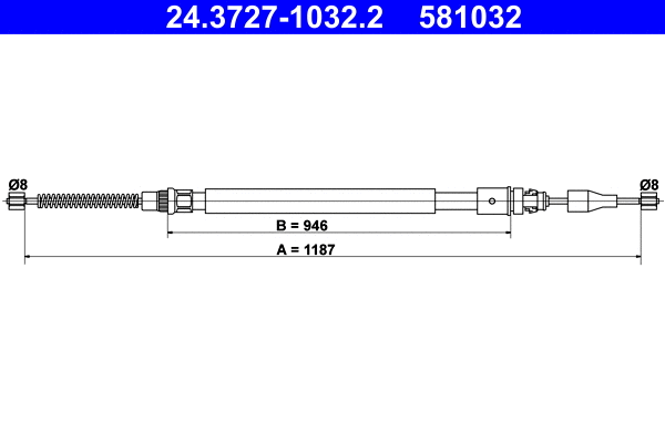 Cable Pull, parking brake (24.3727-1032.2)