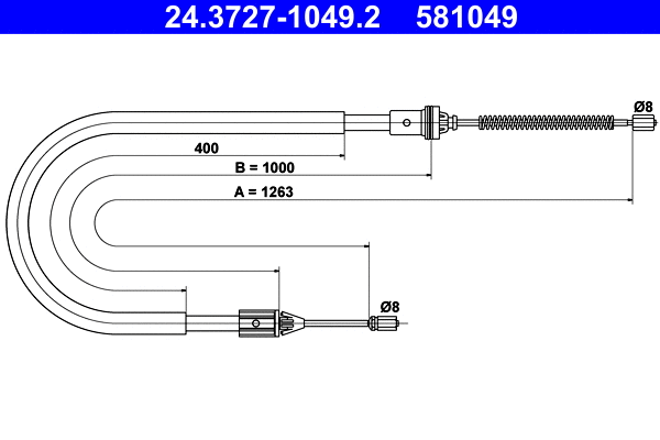 Cable Pull, parking brake (24.3727-1049.2)