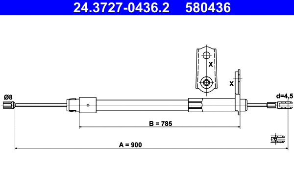 Cable Pull, parking brake (24.3727-0436.2)