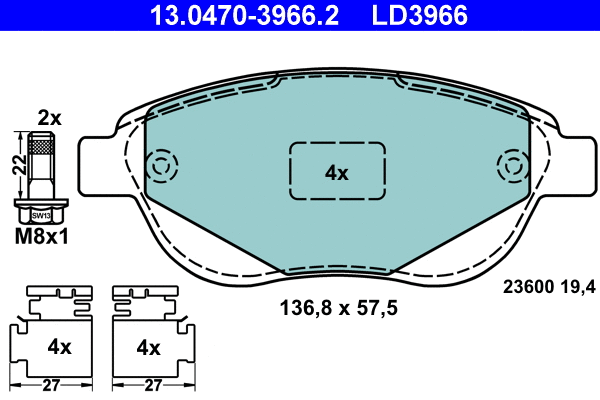 Brake Pad Set, disc brake (13.0470-3966.2)