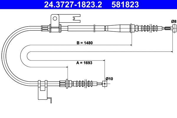 Cable Pull, parking brake (24.3727-1823.2)