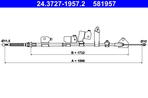 Cable Pull, parking brake (24.3727-1957.2)