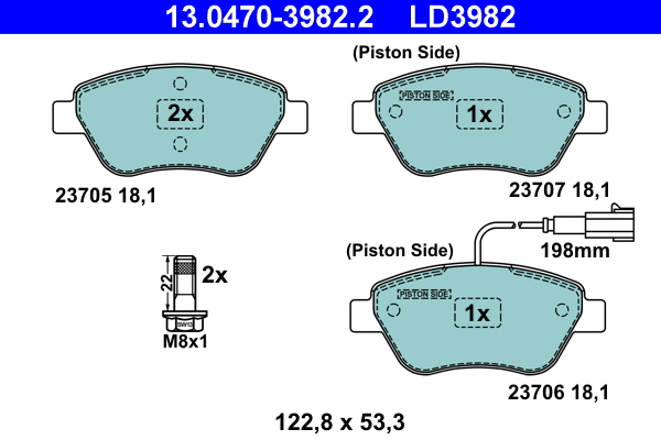 Brake Pad Set, disc brake (13.0470-3982.2)