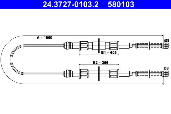 Cable Pull, parking brake (24.3727-0103.2)