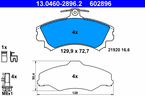 Brake Pad Set, disc brake (13.0460-2896.2)
