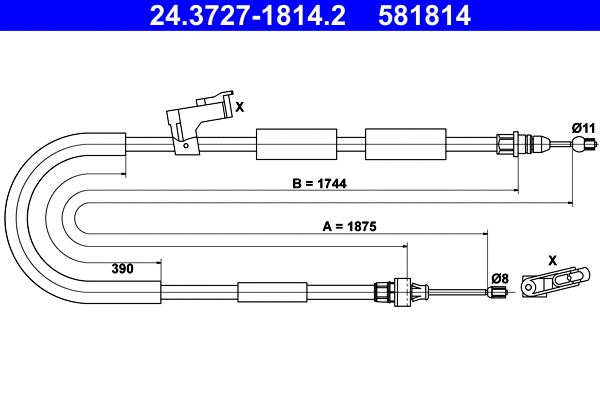 Cable Pull, parking brake (24.3727-1814.2)
