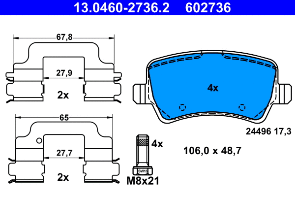 Brake Pad Set, disc brake (13.0460-2736.2)