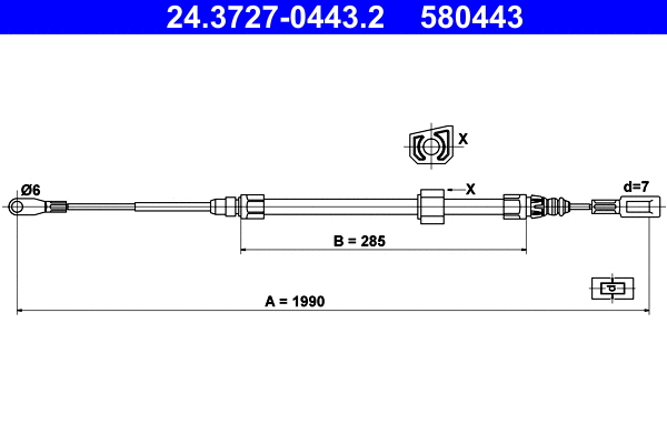 Cable Pull, parking brake (24.3727-0443.2)