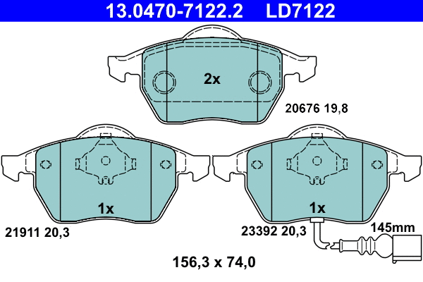 Brake Pad Set, disc brake (13.0470-7122.2)