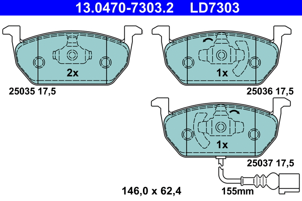 Brake Pad Set, disc brake (13.0470-7303.2)