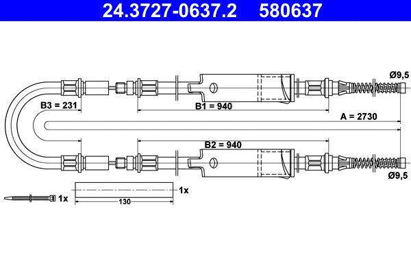 Cable Pull, parking brake (24.3727-0637.2)