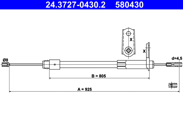 Cable Pull, parking brake (24.3727-0430.2)