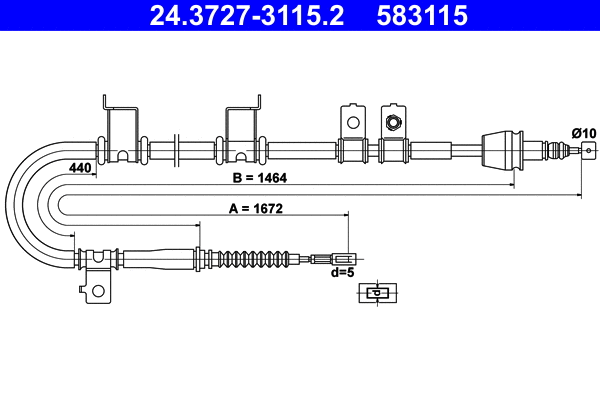 Cable Pull, parking brake (24.3727-3115.2)