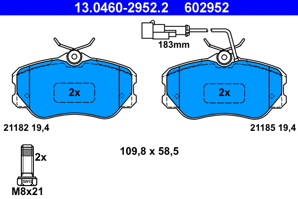 Brake Pad Set, disc brake (13.0460-2952.2)