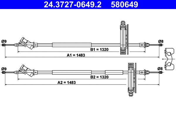 Cable Pull, parking brake (24.3727-0649.2)